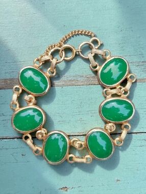 Vintage Jade Art Glass Bracelet